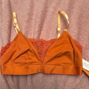 Gilligan and O’Malley women’s triangle bralette-sunset orange
